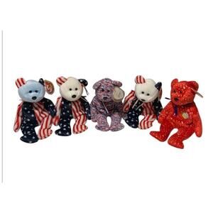 Lot Of 5 USA Spangle And Decade TY Beanie Babies